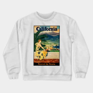 California: Travel by Train this Summer - Vintage Travel Poster Crewneck Sweatshirt